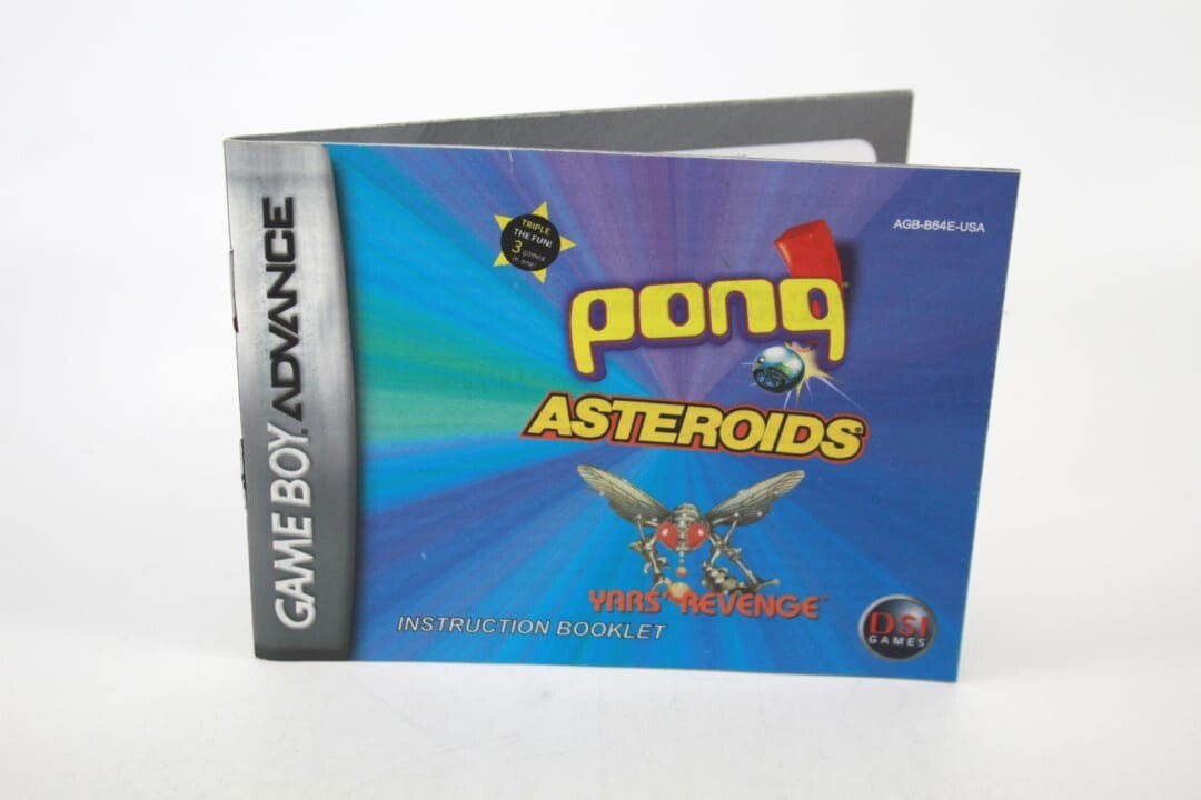 3 In 1 Pong, Asteroids & Yars Revenge - Nintendo Game Boy Advance *MANUAL ONLY*