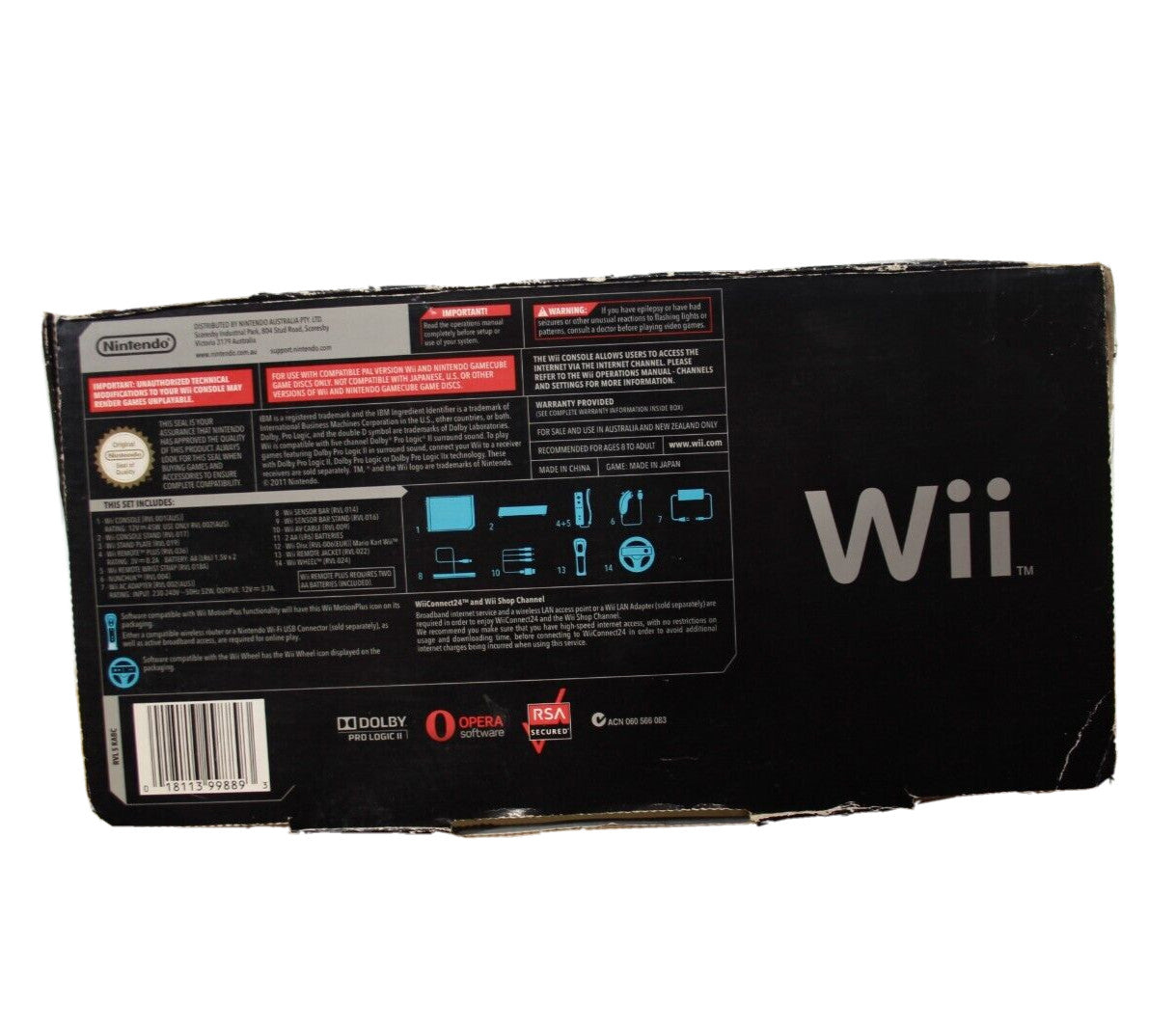 Nintendo Wii (Black) Mario Kart Wii Bundle **BOX ONLY**