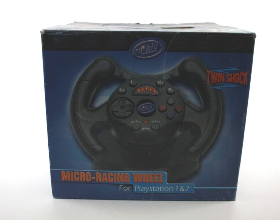 Tru Blu Micro Racing Steering Wheel for PlayStation 1 PS1 PS2