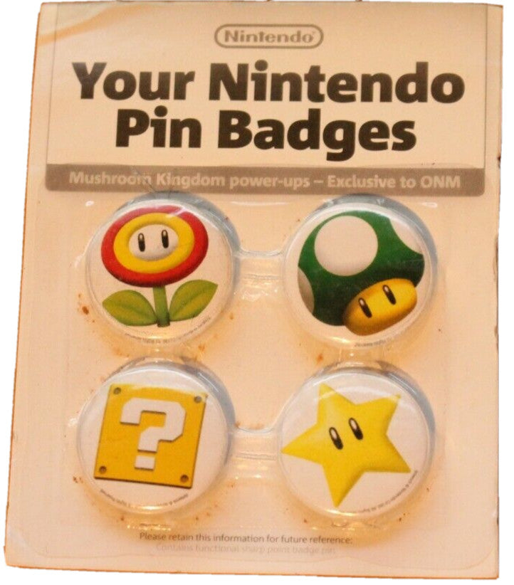 Nintendo Official Magazine NOM Mushroom Kingdom Power-up Nintendo Pin Badges