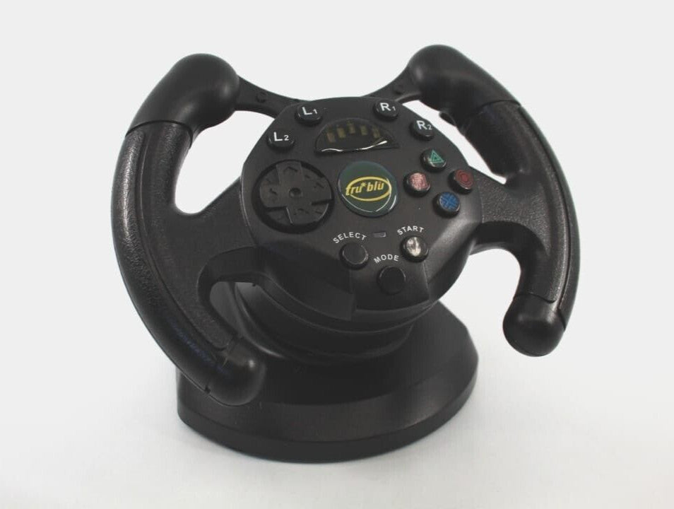 Tru Blu Micro Racing Steering Wheel for PlayStation 1 PS1 PS2
