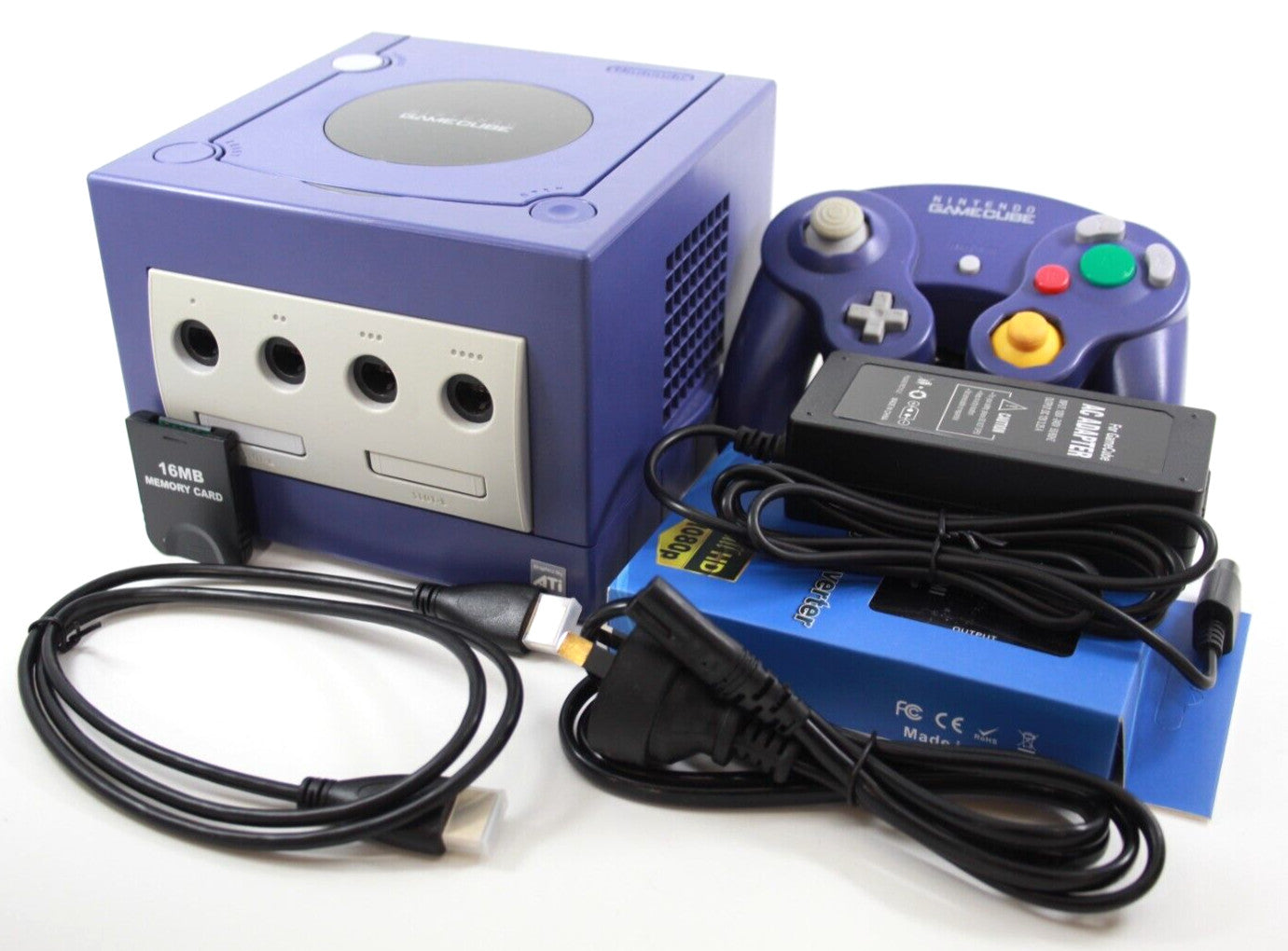 Nintendo GameCube Console - Indigo - w/ Controller + Memory Card 251 ***HDMI***