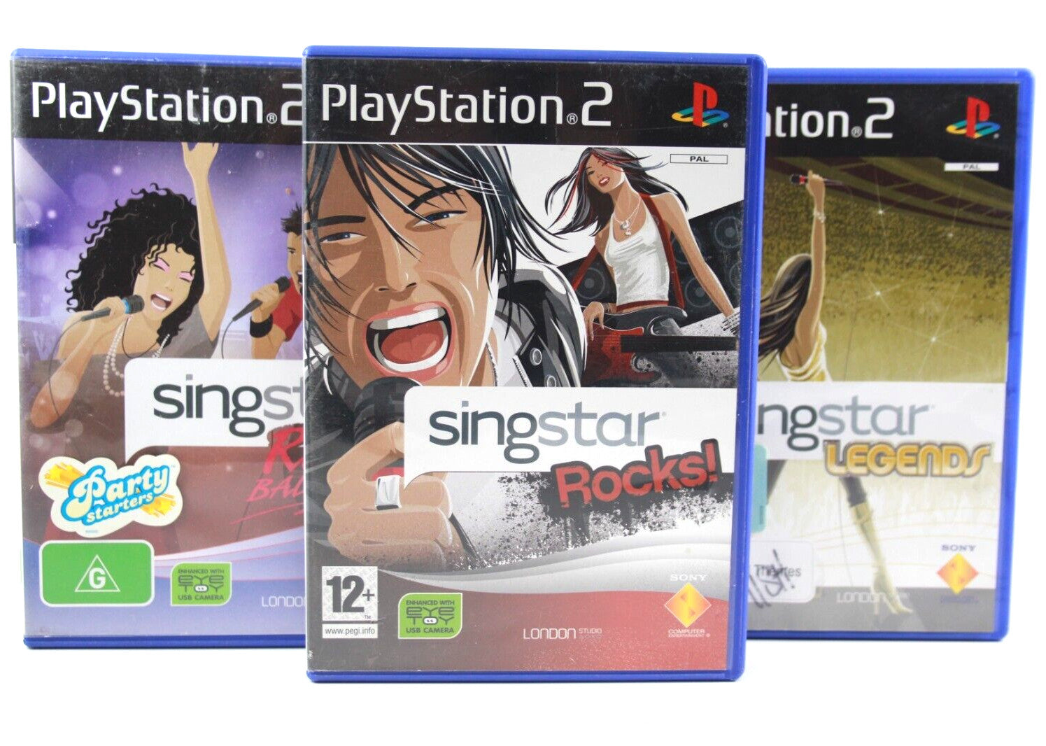SingStar x3 Game Bundle (RBall/Leg/Rocks!) - PlayStation 2 (PS2) - WITH WARRANTY