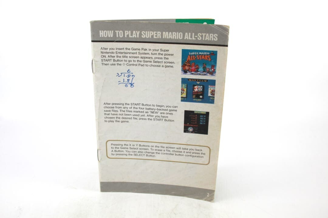 Super Mario All Stars - Super Nintendo (SNES) ***Manual Only***