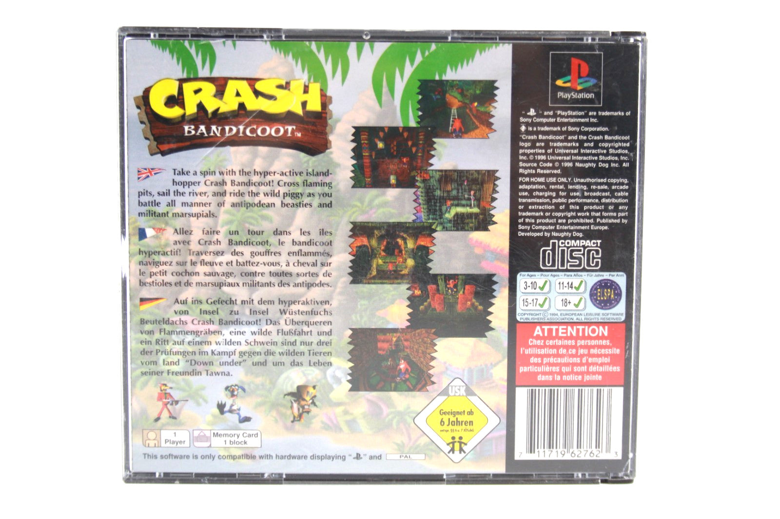 Crash Bandicoot [BLACK LABEL FAT CASE] - PlayStation (PS1) [PAL] - WITH WARRANTY