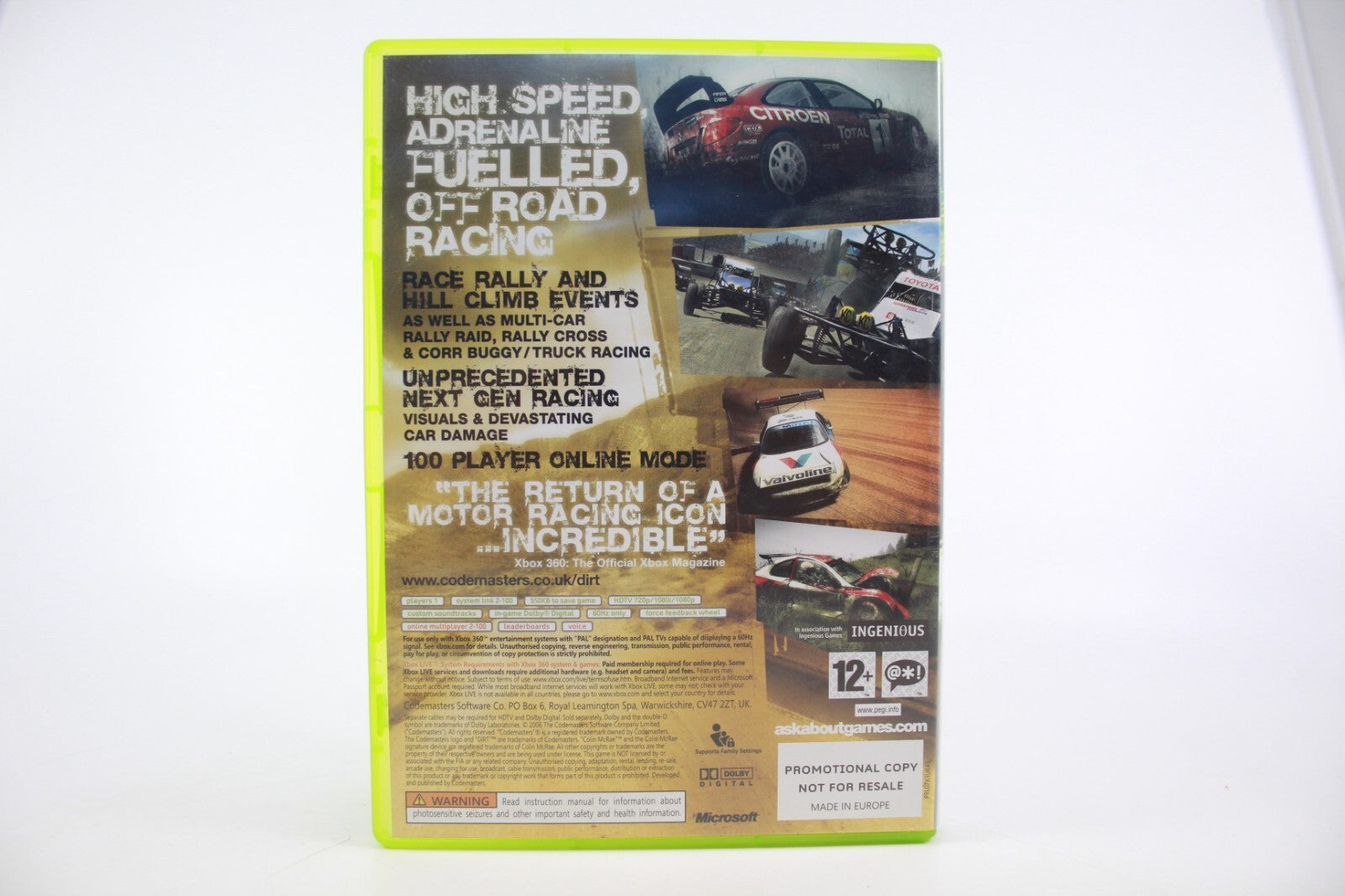 Colin McRae: Dirt  - PROMO COPY (Xbox 360) [PAL] - WITH WARRANTY