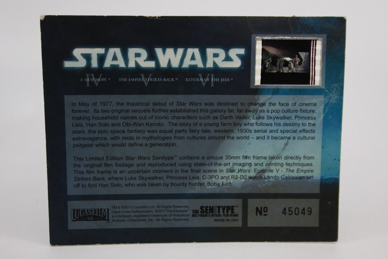 Star Wars IV I VI Senitype Collector Card #45049