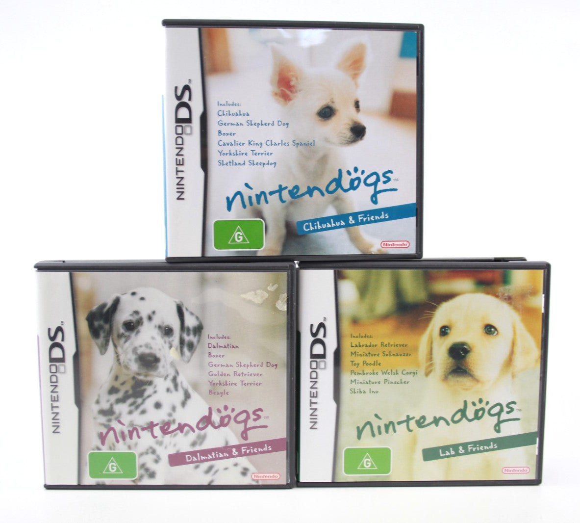 Nintendogs Chihuahua/Dalmatian/Lab & Friends - x3 Game Bundle - Nintendo DS PAL