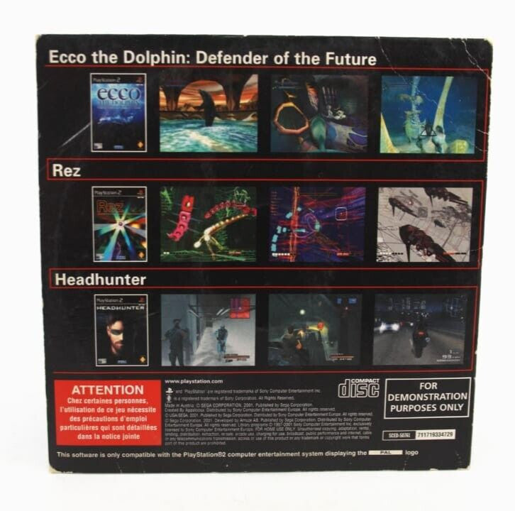 SEGA 3 Games Demo: Ecco/Rez/Headhunter [Not For Resale] Sony PlayStation 2 (PS2)