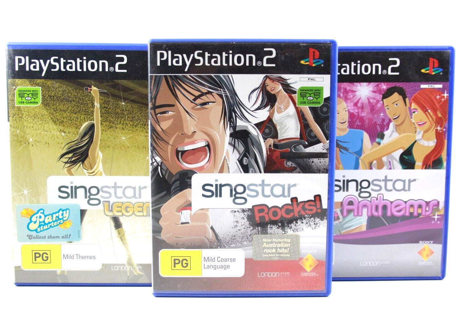 SingStar x3 Game Bundle (Anthem/Rocks/Legends) - PlayStation 2 (PS2) - WARRANTY