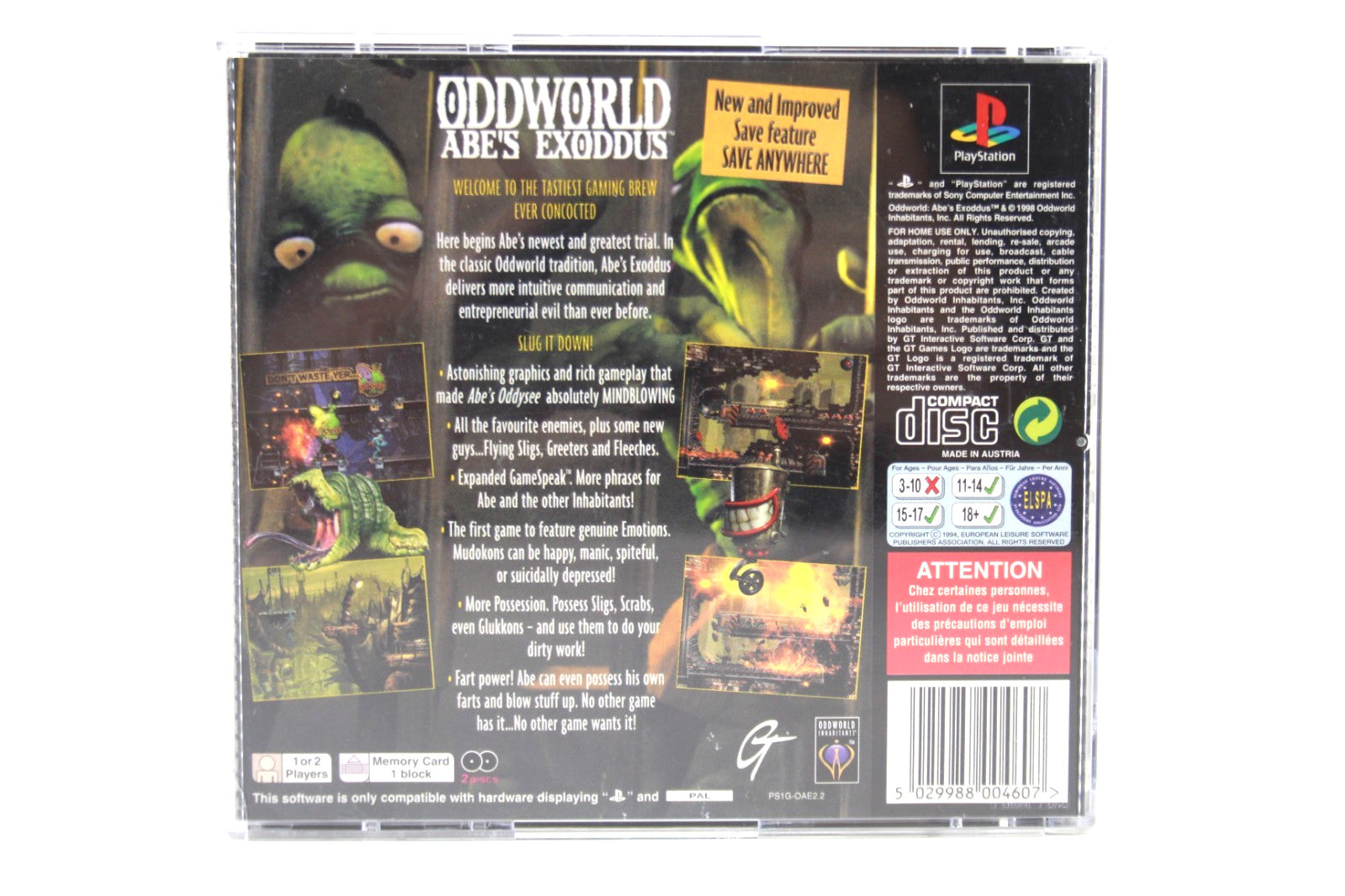 Oddworld: Abe's Exoddus - PlayStation (PS1) [PAL] - WITH WARRANTY Exodus