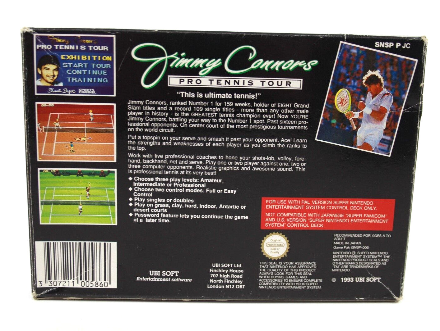 Jimmy Connors Pro Tennis Tour - Super Nintendo (SNES) [PAL] - WITH WARRANTY
