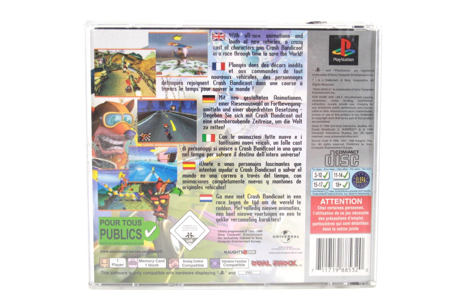 Crash Bandicoot 3 Warped - PlayStation (PS1) [PAL] - WITH WARRANTY