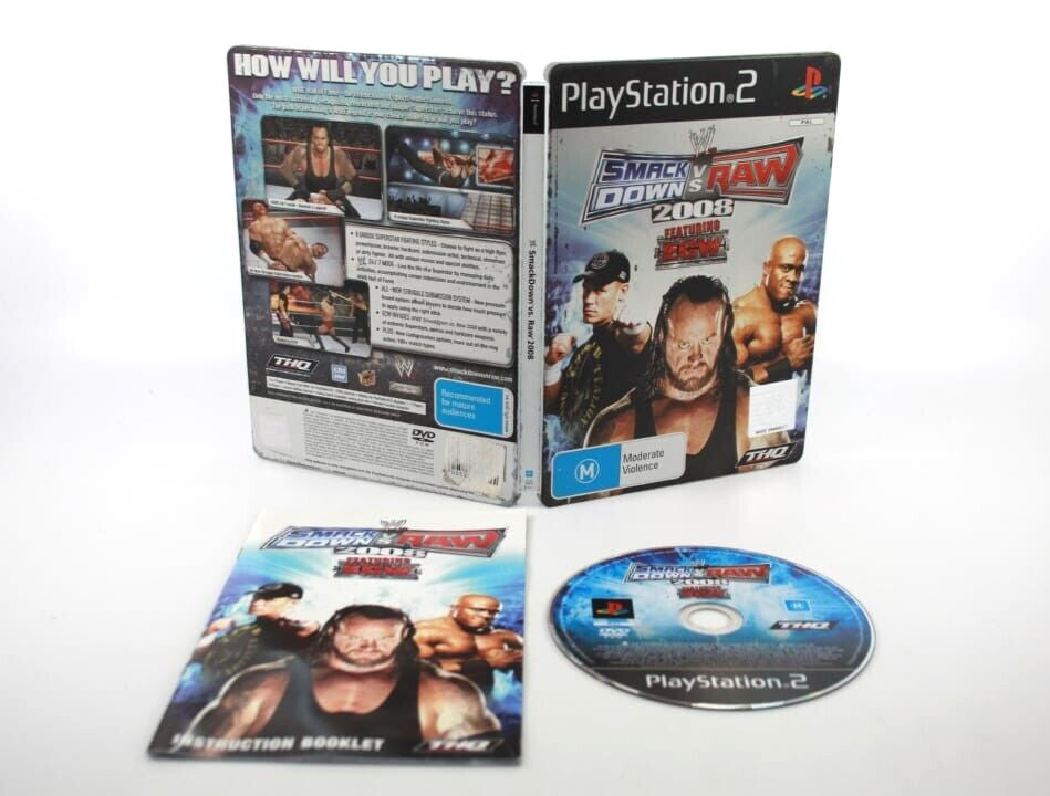 WWE SmackDown! Vs Raw 2008 Steel Book - Sony PlayStation 2 (PS2) [PAL]