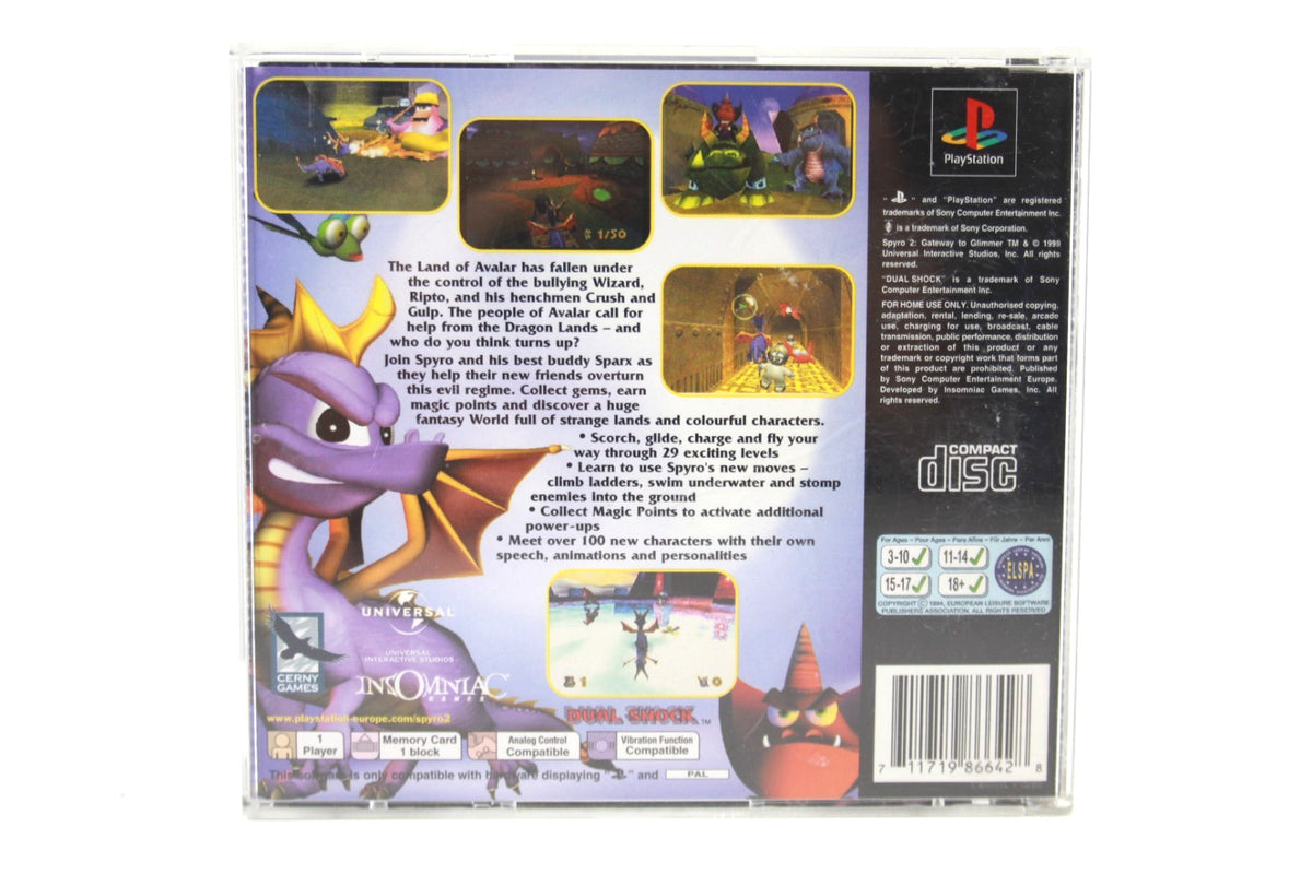 Spyro 2 Gateway to Glimmer  PS1 PlayStation 1 PAL - VGC - Free Post