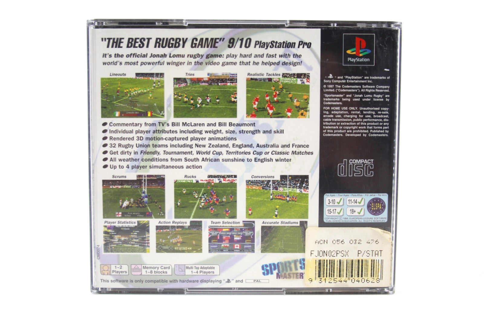 Jonah Lomu Rugby - PlayStation 1 (PS1) [PAL] - WITH WARRANTY