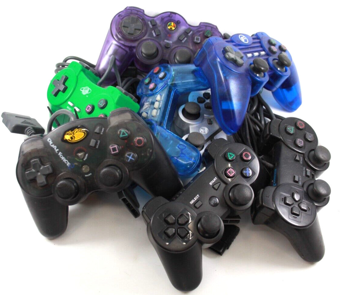 PS2 PS1 8X 3RD PARTY CONTROLLERS - UNTESTED, SEE DESCRIPTION* NO RETURNS