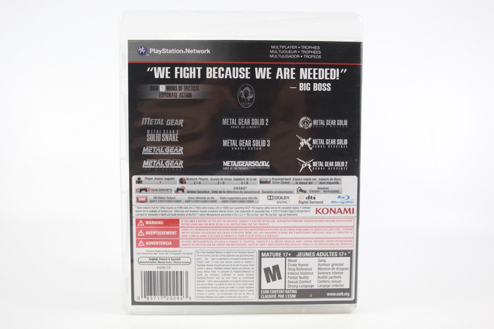 Metal Gear Solid The Legacy Collection - PlayStation 3 (PS3) NTSCU WITH WARRANTY