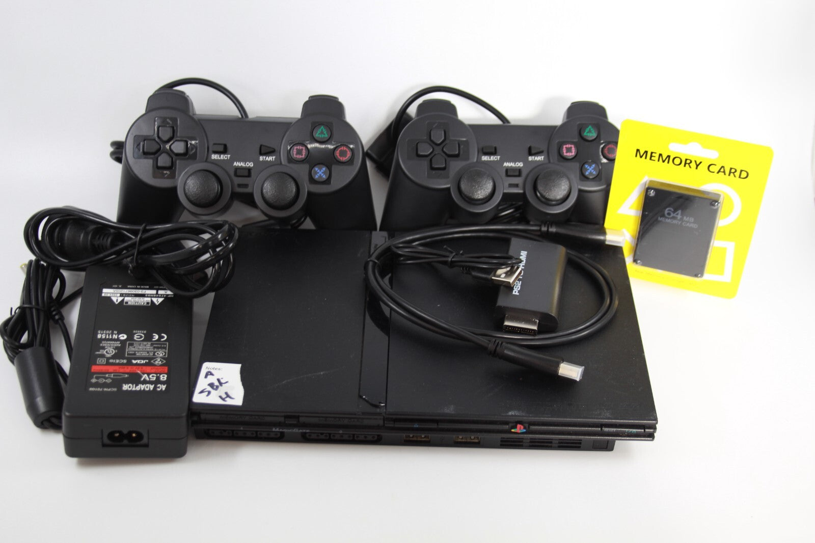 Sony Playstation 2 Slim Console - Black - w/ 2x Controllers *HDMI* PS2 *COSMETIC