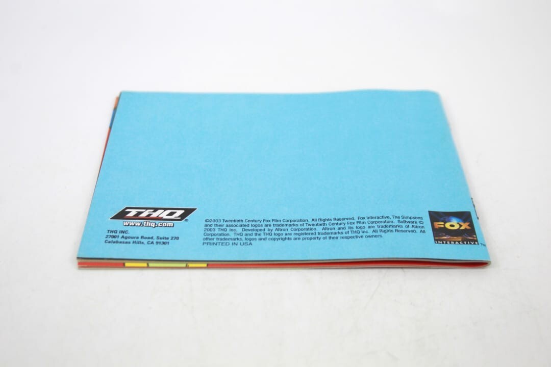 The Simpsons Road Rage - Nintendo Game Boy Advance (GBA) **MANUAL ONLY**