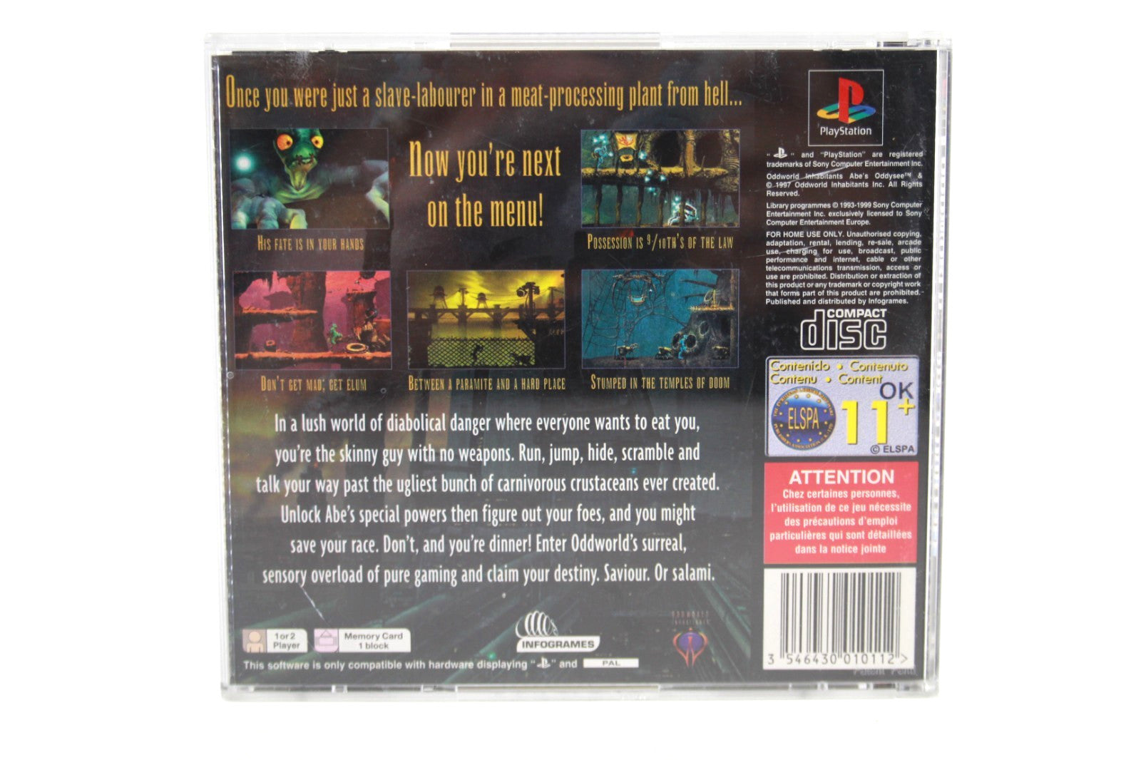 Oddworld Abe's Oddysee - PlayStation (PS1) [PAL] - WITH WARRANTY