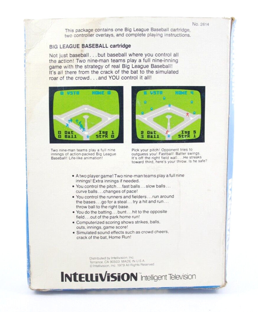 Big League Baseball - Intellivision - WITH WARRANTY