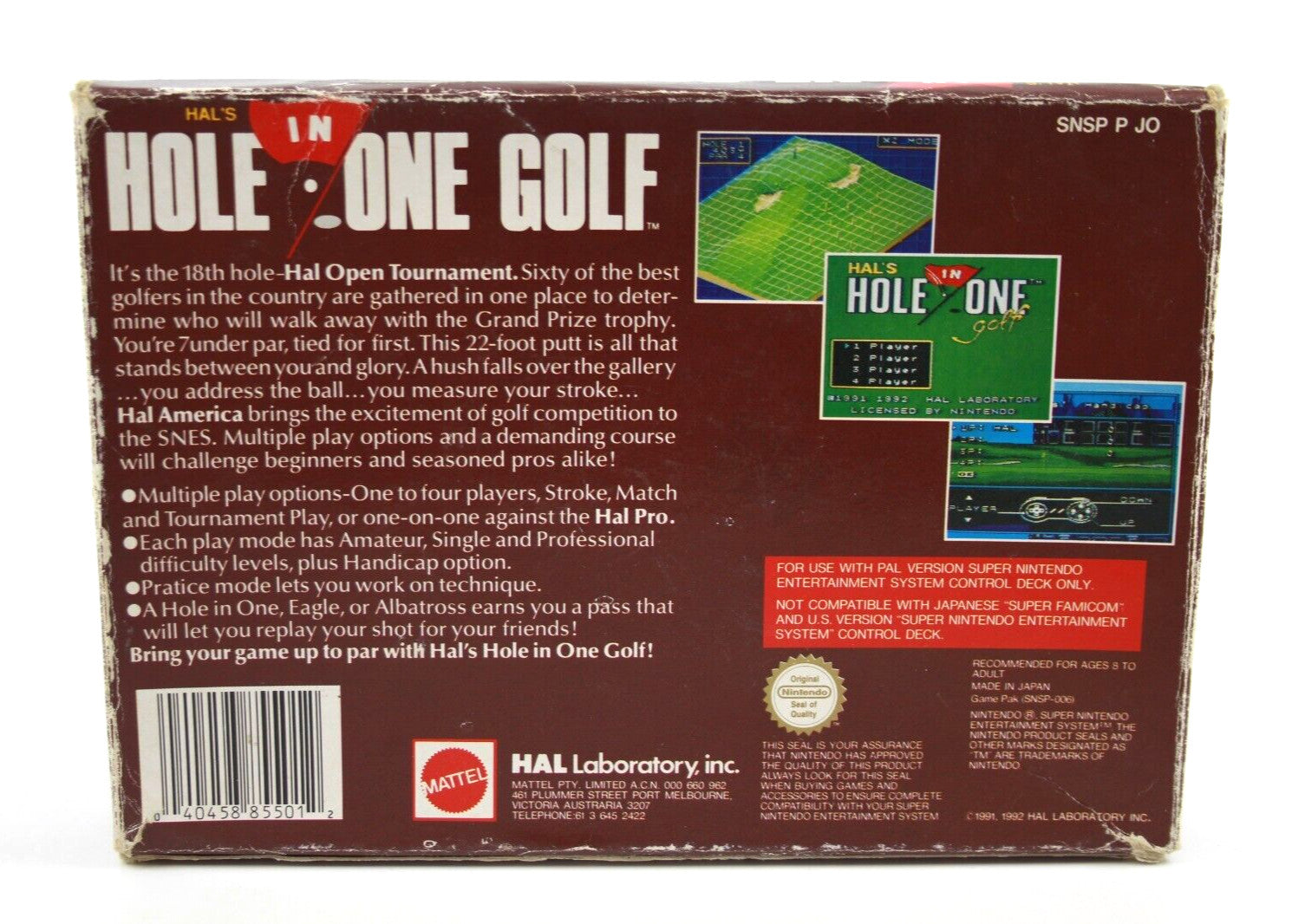Hal's Hole in One Golf - Super Nintendo (SNES) [PAL] **BOX ONLY**
