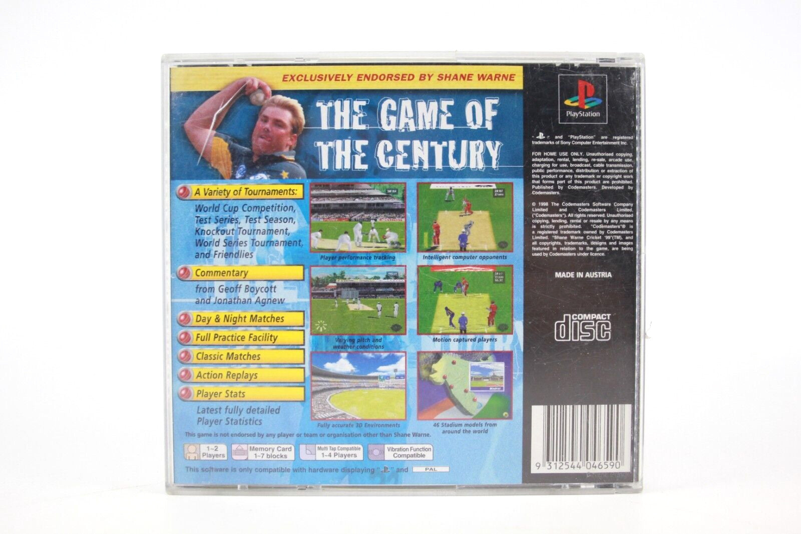 Shane Warne '99 Cricket - PlayStation 1 (PS1) [PAL] - WITH WARRANTY