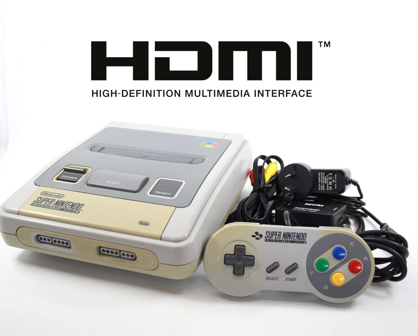 Super Nintendo (SNES) Original Console bundle w/ OFFICIAL controller + HDMI -ACC