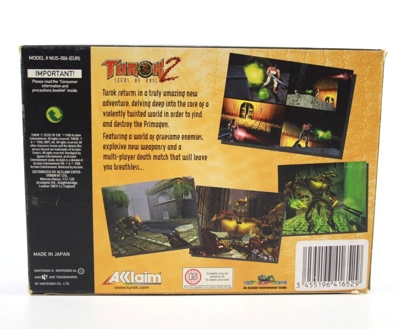 Turok 2: Seeds of Evil - Nintendo 64 (N64) [PAL] WITH WARRANTY