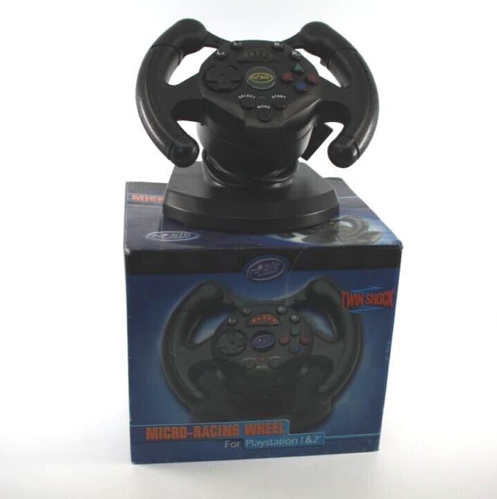 Tru Blu Micro Racing Steering Wheel for PlayStation 1 PS1 PS2
