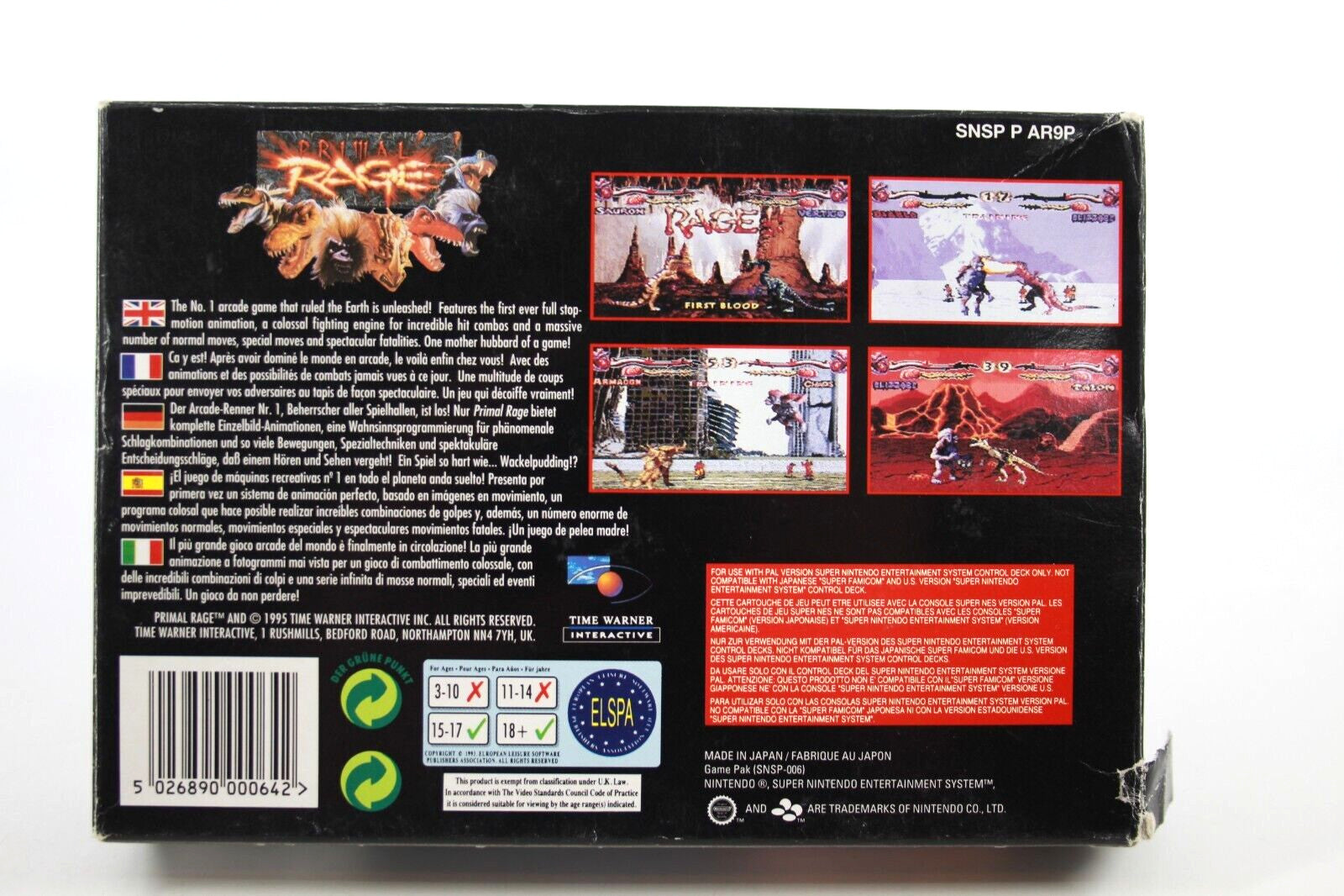 Primal Rage - Super Nintendo (SNES) [PAL] - WITH WARRANTY