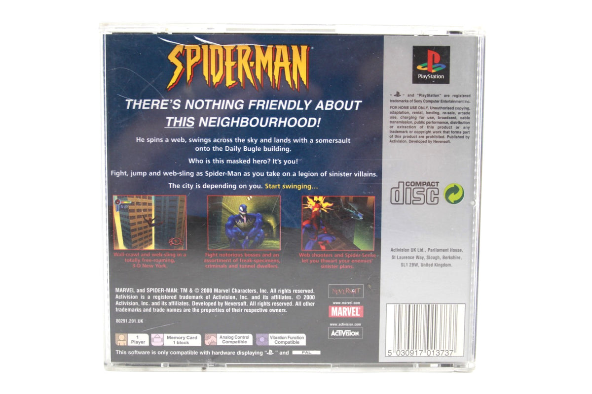 **MINT DISC** Spider-Man (PS1) [PAL] - WITH WARRANTY - SpiderMan [Platinum]