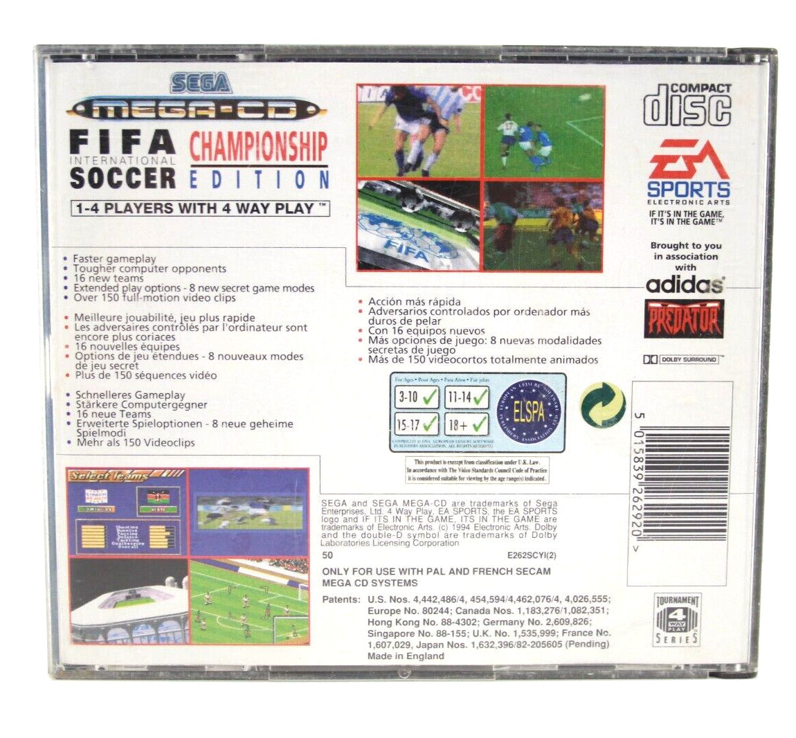 FIFA International Soccer Championship Edition - SEGA Mega CD [PAL] - WARRANTY