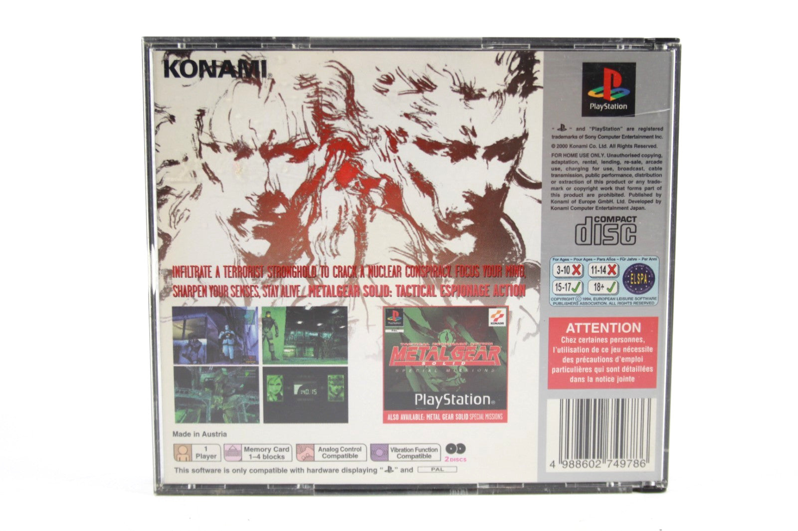 Metal Gear Solid [Platinum] - PlayStation 1 (PS1) [PAL] - WITH WARRANTY