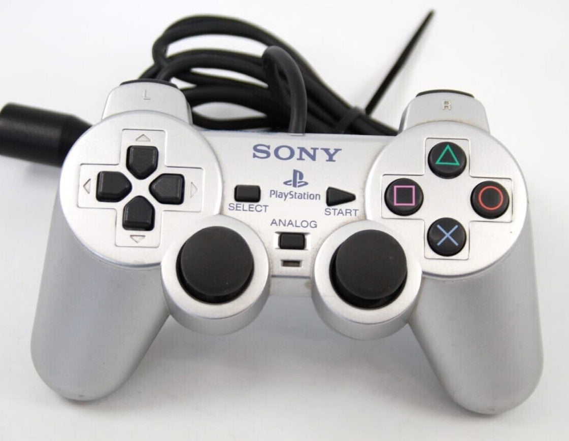 Official Sony PS2 PlayStation 2 Silver Dualshock 2 Controller - SCPH-10010