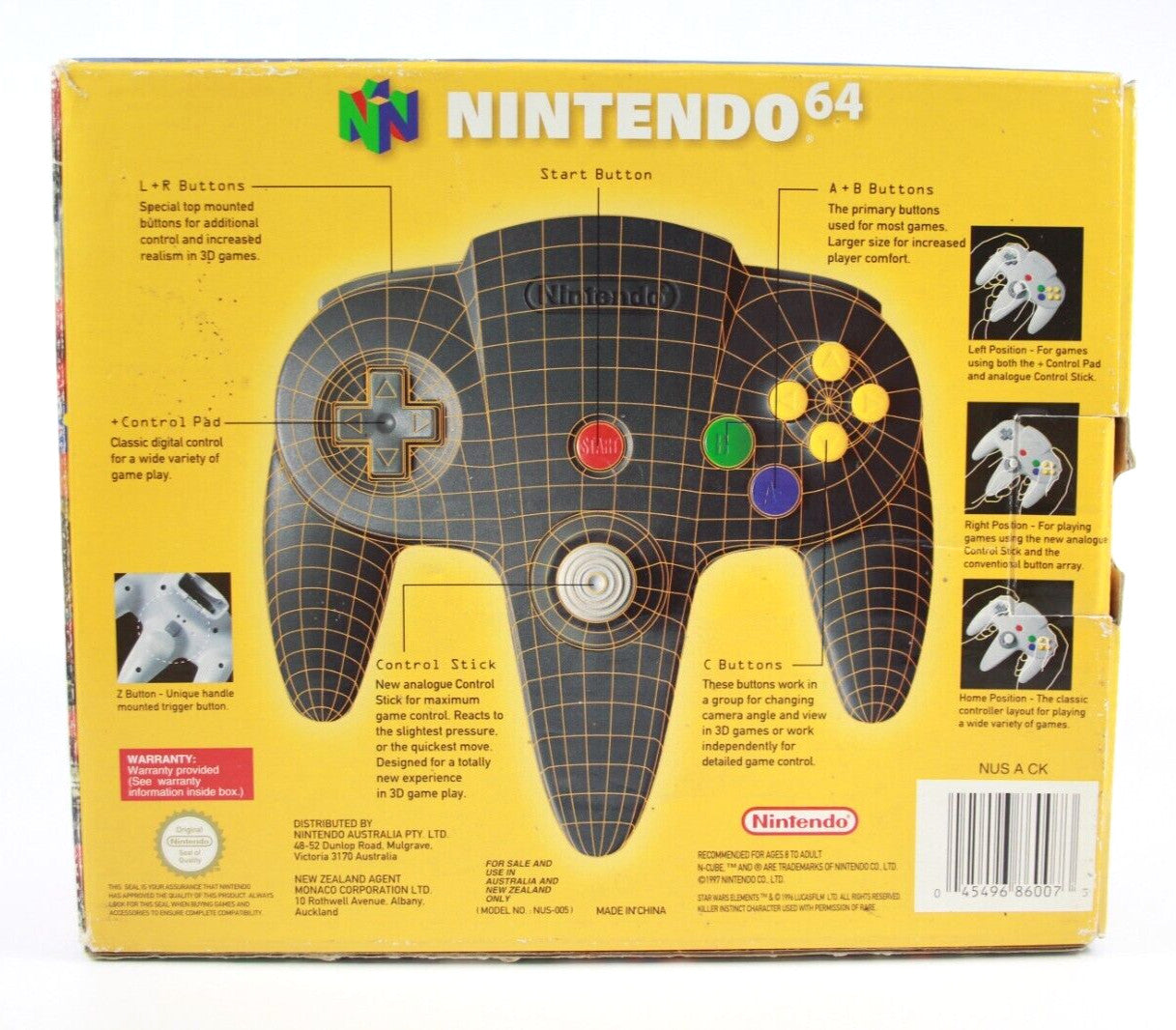 Genuine, Official Nintendo 64 (N64) Controller Boxed [Black] *NO INSERTS*
