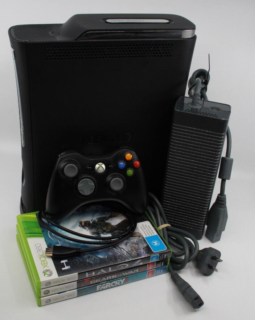 Microsoft Xbox 360 Console Bundle ELITE 120GB Black - 3 RANDOM GAMES - TESTED!