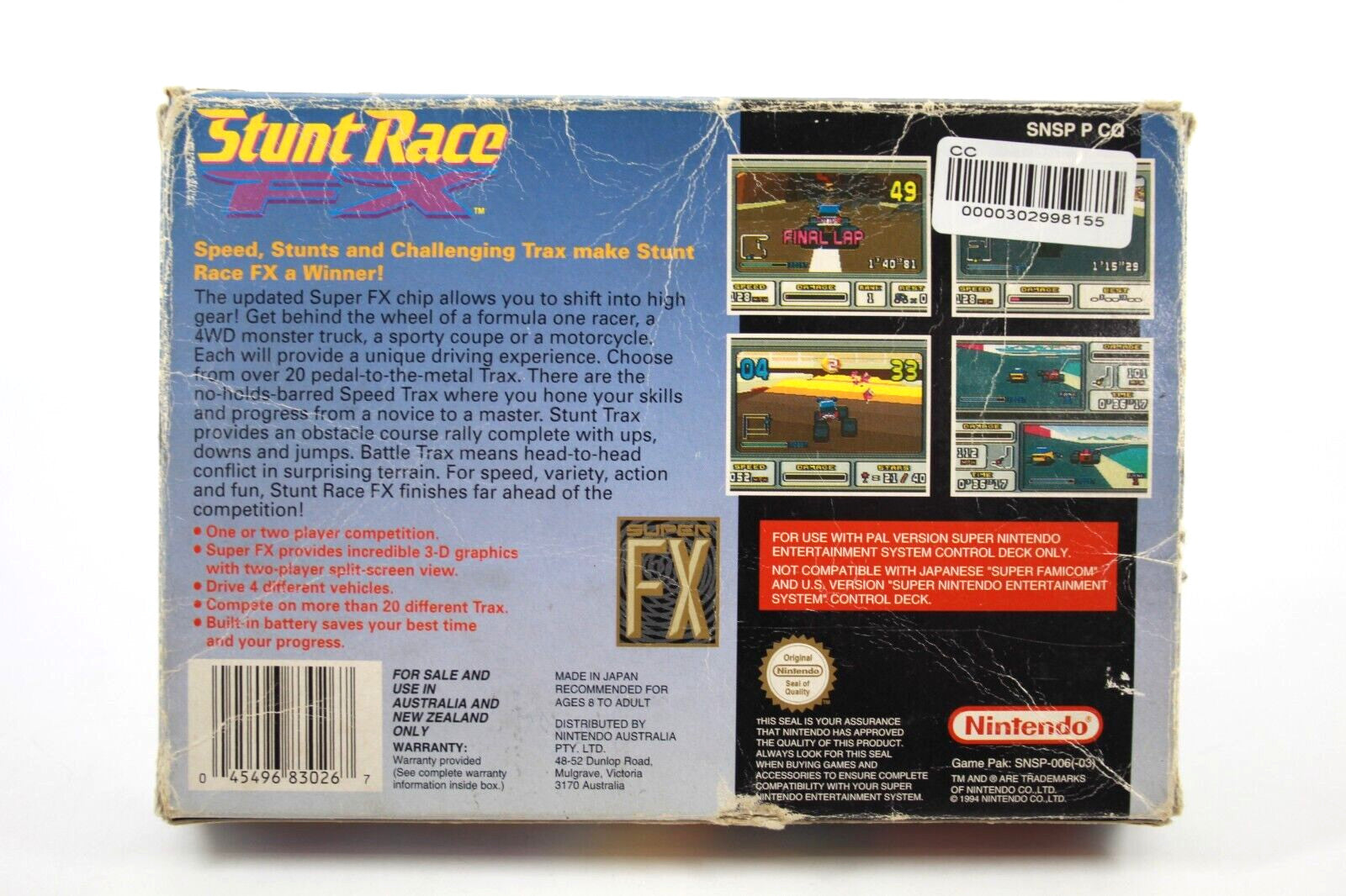 Stunt Race FX - Super Nintendo (SNES) [PAL] - WITH WARRANTY