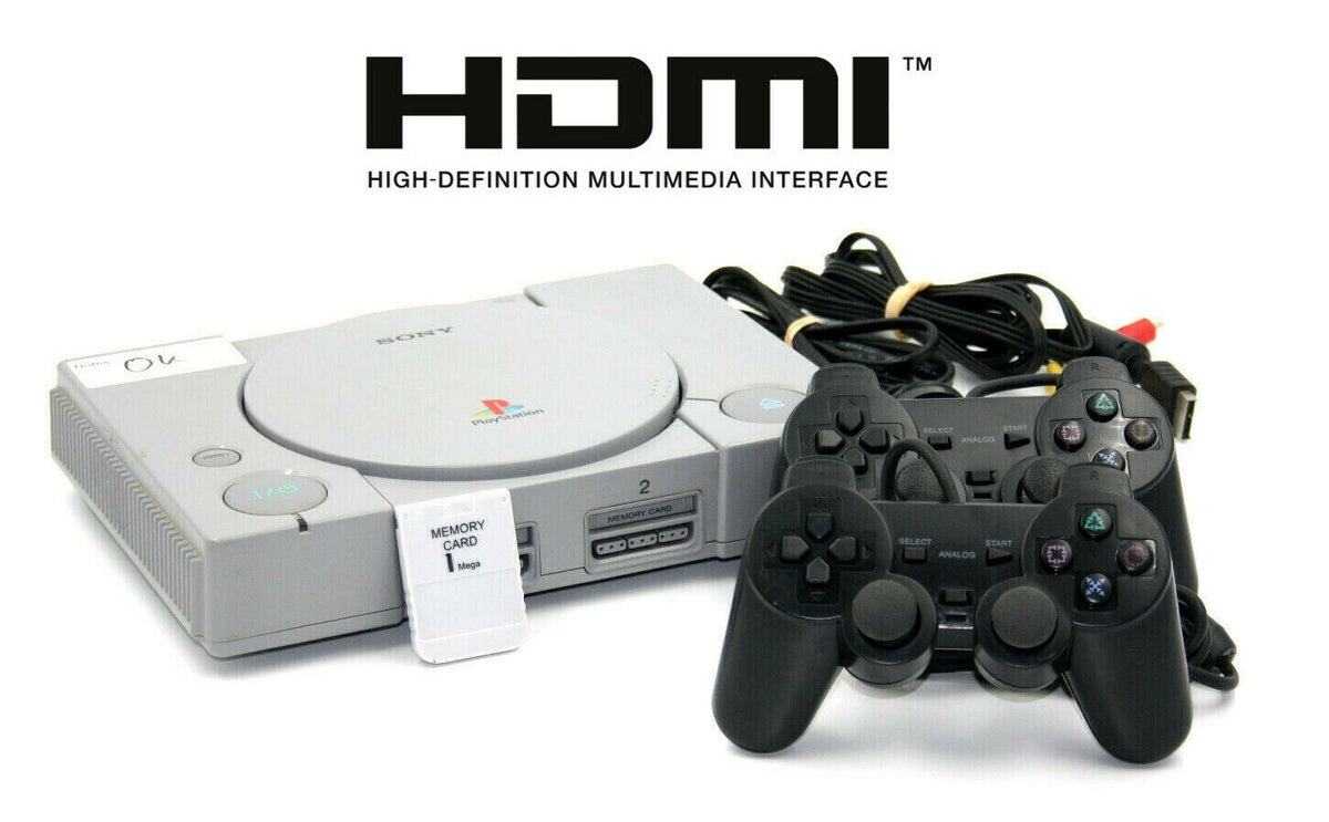 Sony Playstation 1 Console PS1 - W/ 2x Controllers + Accessories + HDMI - TESTED