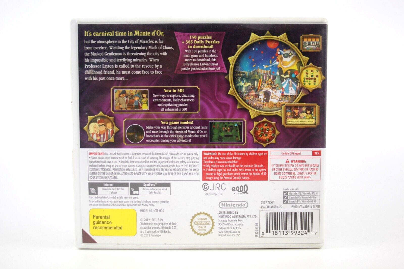 Professor Layton and the Miracle Mask [CASE/MANUAL ONLY] - Nintendo 3DS [PAL]