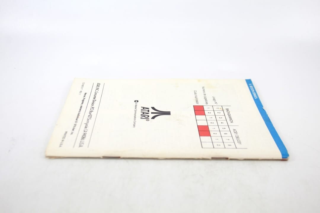 Backgammon - ATARI 2600 ***Manual Only***