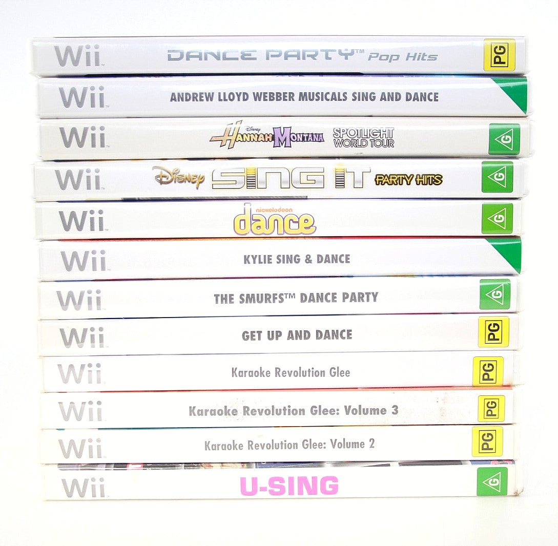 x12 Sing/Dance Games Nintendo Wii Video Game Bundle Lot (12 Games)