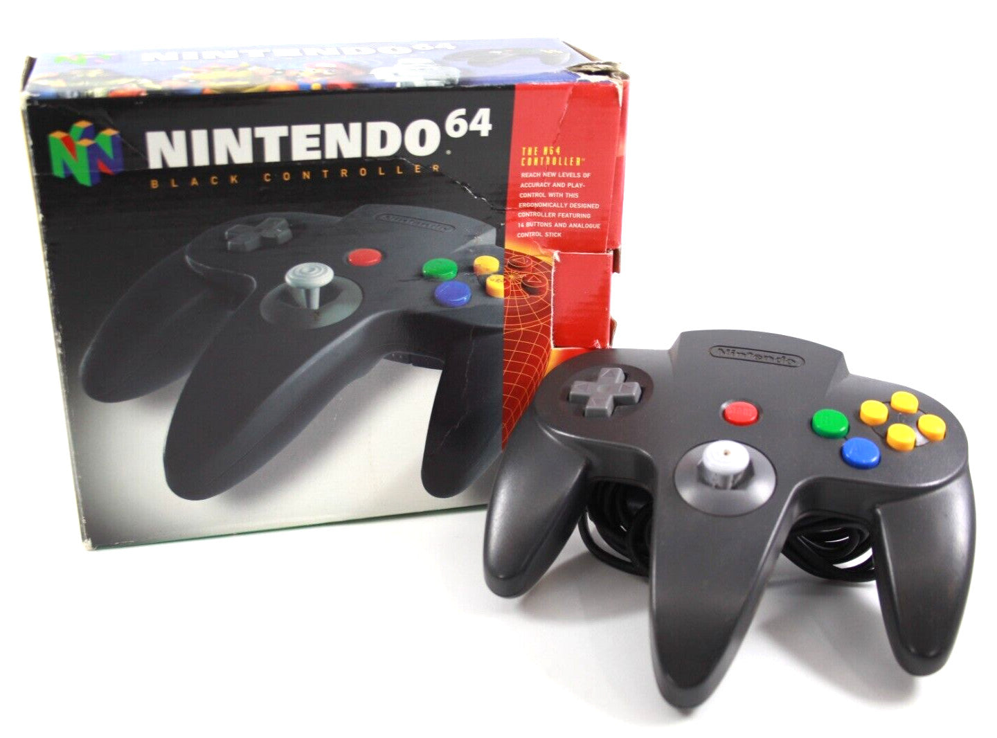Genuine, Official Nintendo 64 (N64) Controller Boxed [Black] *NO INSERTS*