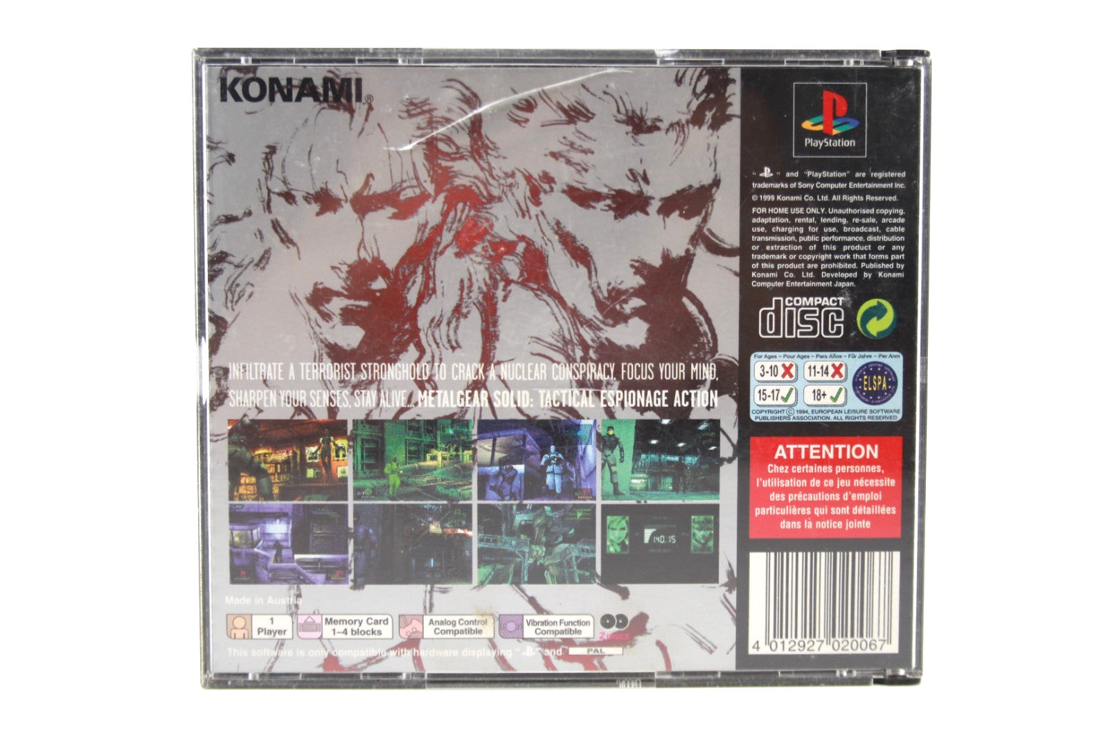 Metal Gear Solid - PlayStation 1 (PS1) [PAL] - WITH WARRANTY