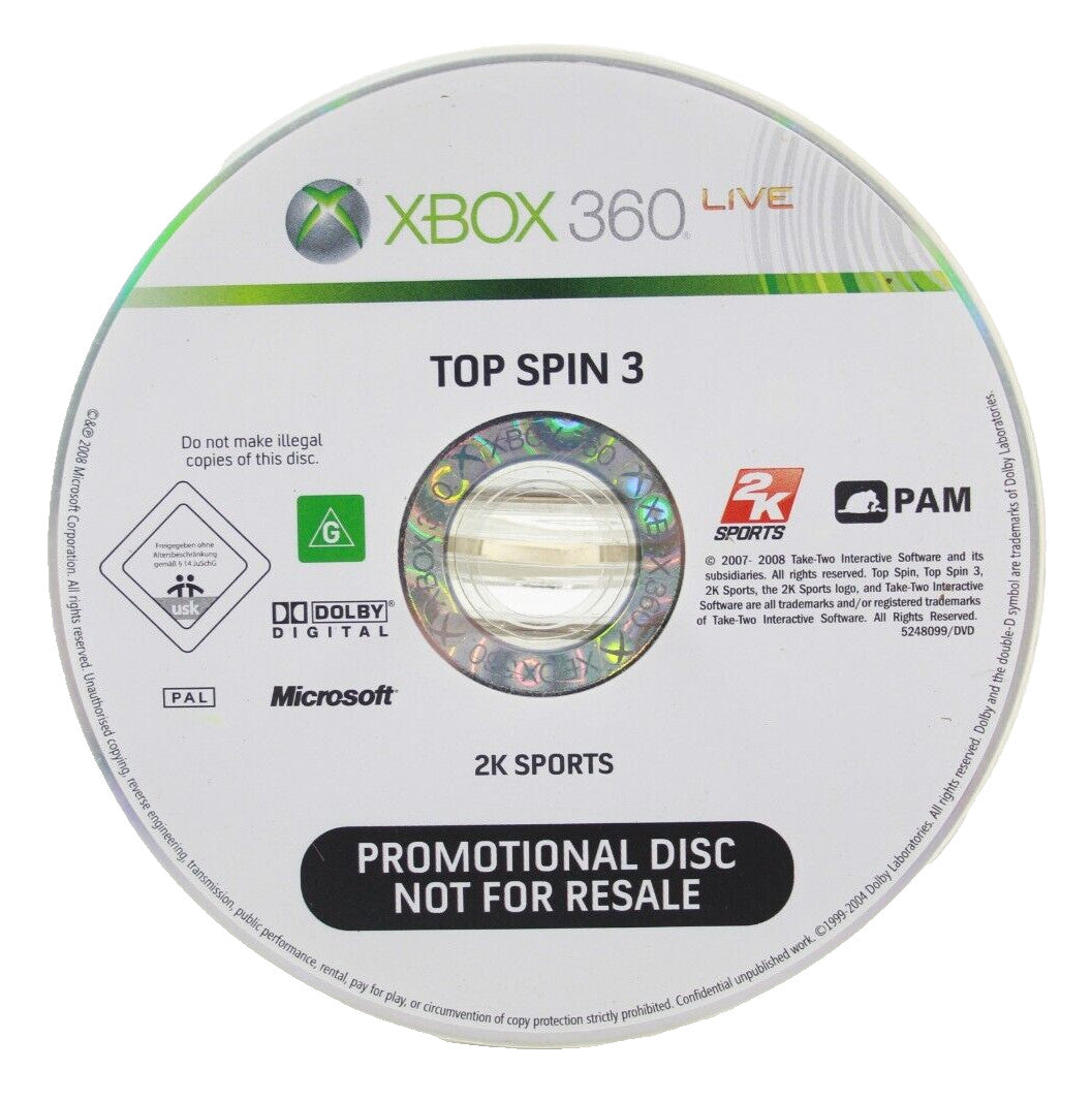 Top Spin 4 [PROMOTIONAL DISC] Xbox 360 [PAL] - WITH WARRANTY