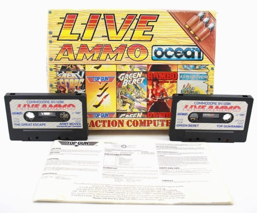 Live Ammo - Sinclair Spectrum 48K (1986) Great Escape Top Gun Green Beret Rambo