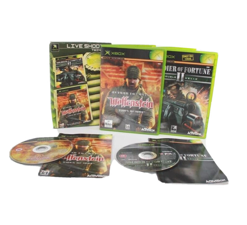 Microsoft Xbox Original Live Shooter Twin Pack Wolfenstein & Soldier of Fortune2