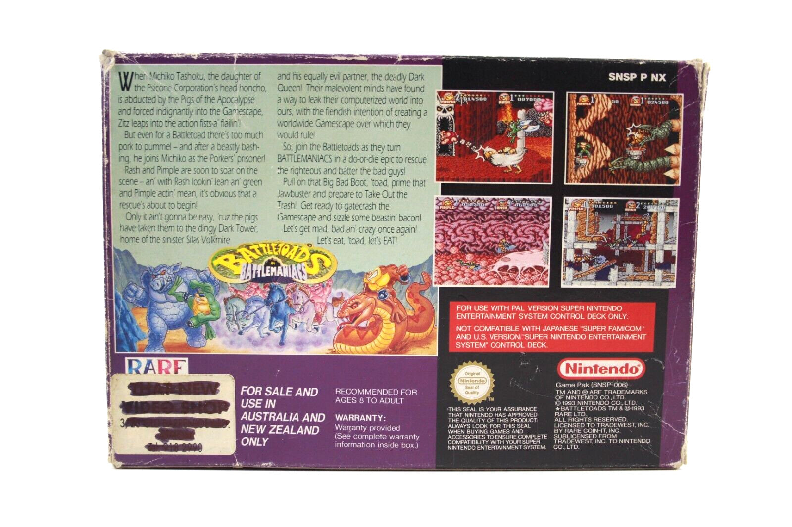 Battletoads in Battlemaniacs - Super Nintendo (SNES) [PAL] - WITH WARRANTY