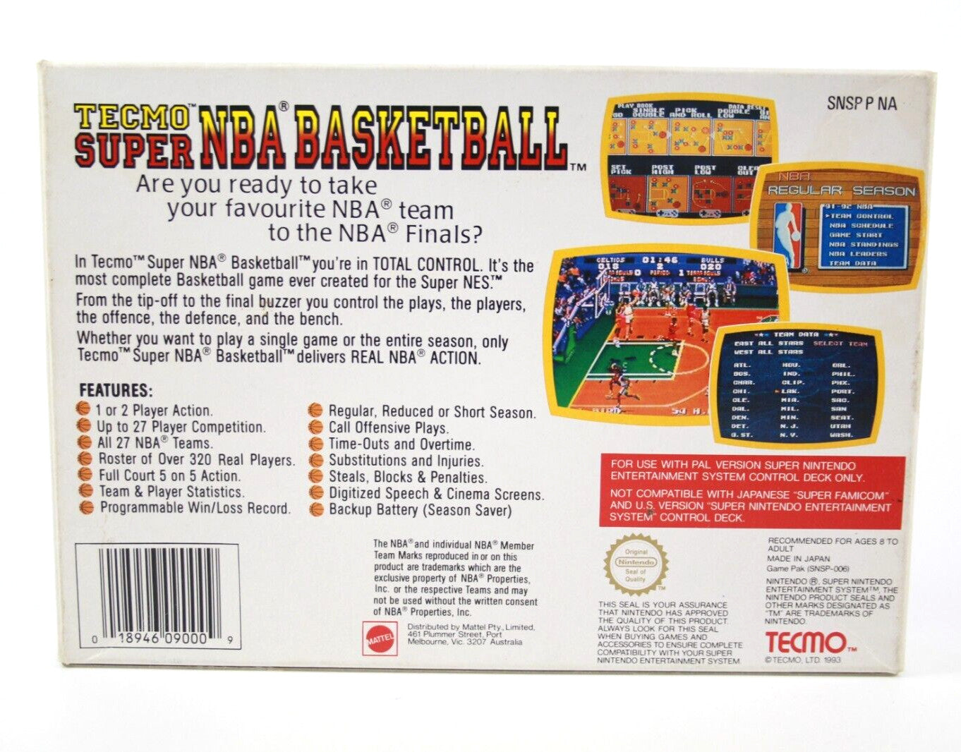 Tecmo Super NBA Basketball [BOX ONLY] - Super Nintendo (SNES) [PAL]